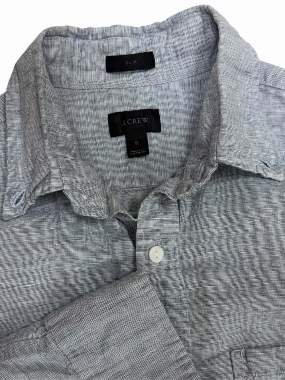 J Crew Baird McNutt Linen Shirt Mens Small Blue Irish Long Sleeve Button Down